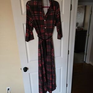 Lily Black and Red Plaid Long Sleeve Dress